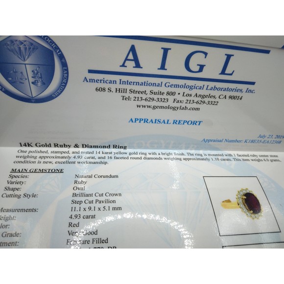 14kt Yellow Gold Ruby Dimond Ring (Round prongs) - Picture 5 of 6